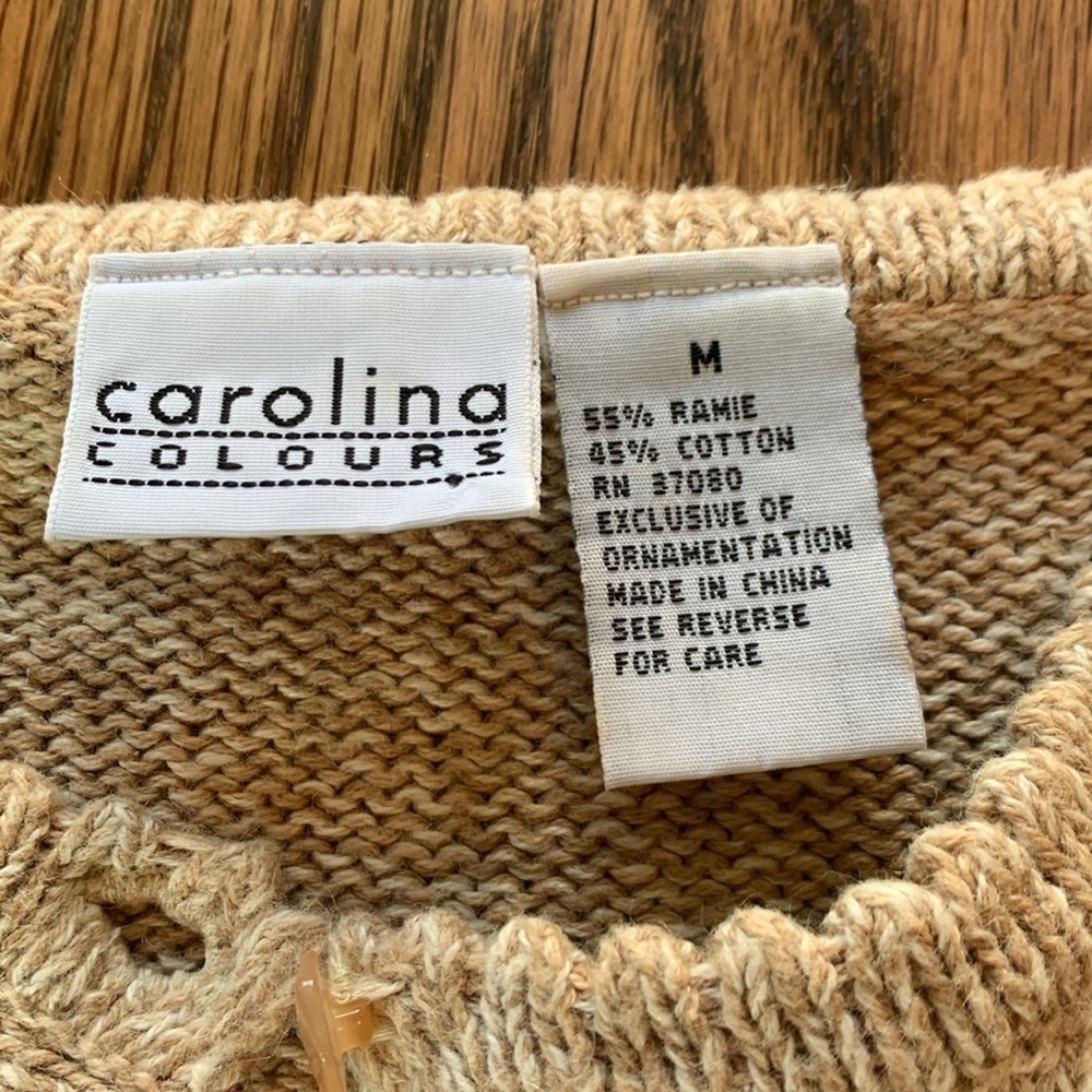 Carolina Colours sz M cardigan sweater w/ felt and embroidered leaves/flowers - Picture 11 of 13